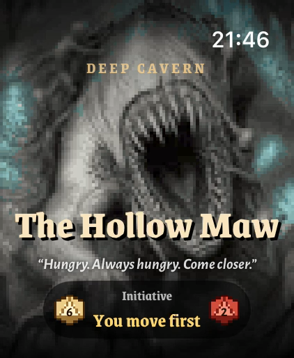 The Hollow Maw, guardian of the Deep Cavern, rolling initiative