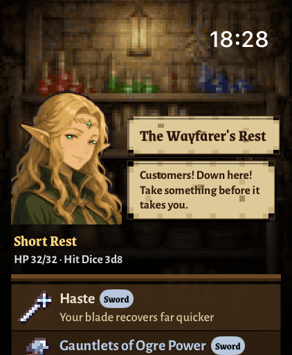 The Wayfarer's Rest, where the shopkeeper sells her wares